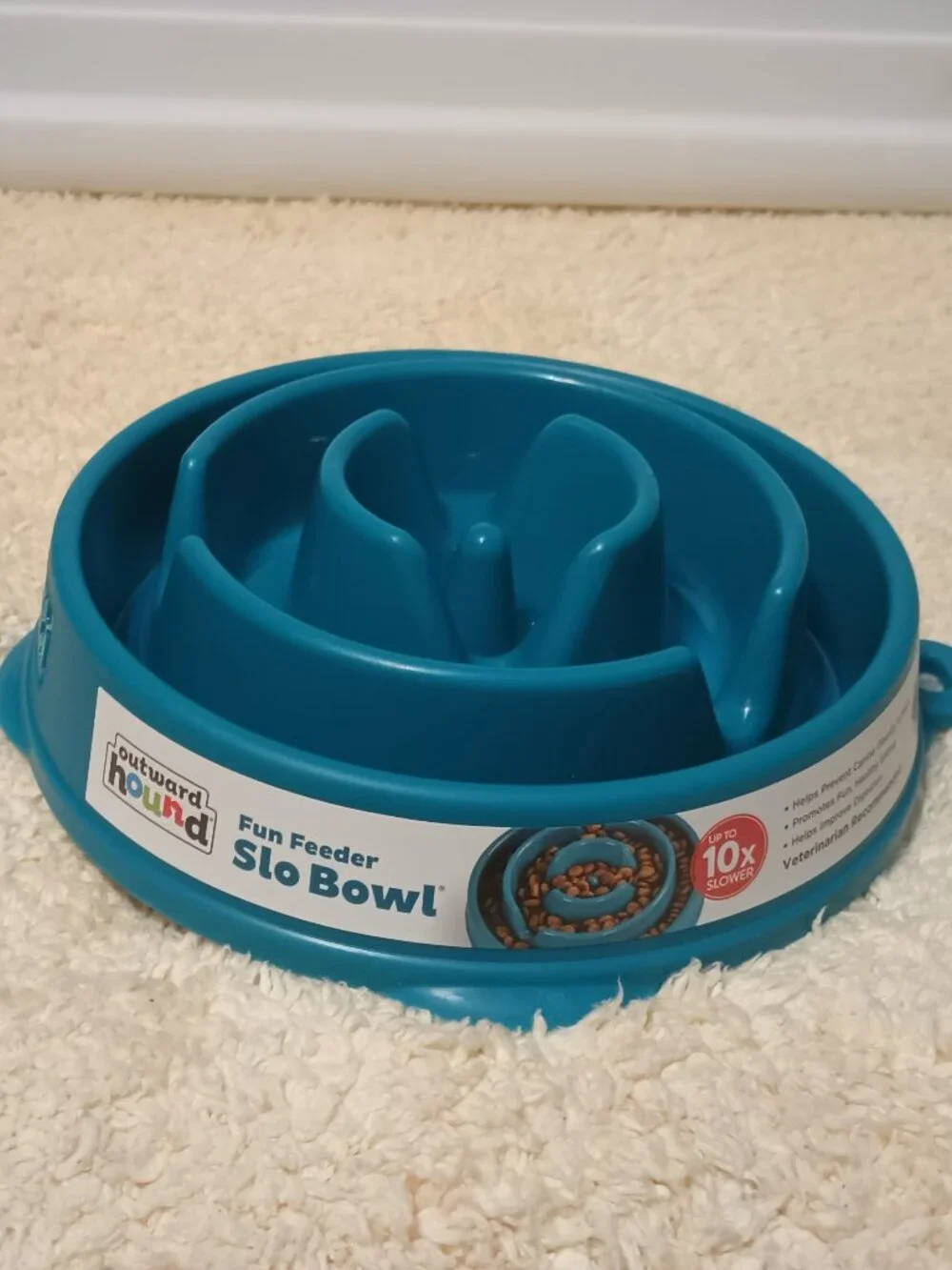 NWT ~ Outward Hound Fun Feeder Slo Bowl – Medium 2‑Cup Capacity, Turquoise Color